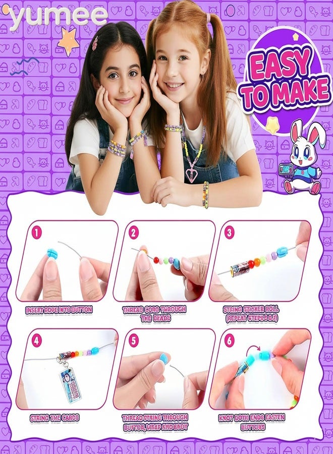يمي مجموعة صنع الأساور للبنات، مجموعة ملصقات ومجوهرات يدوية للأطفال، لعبة إبداعية، هدية - Image 4