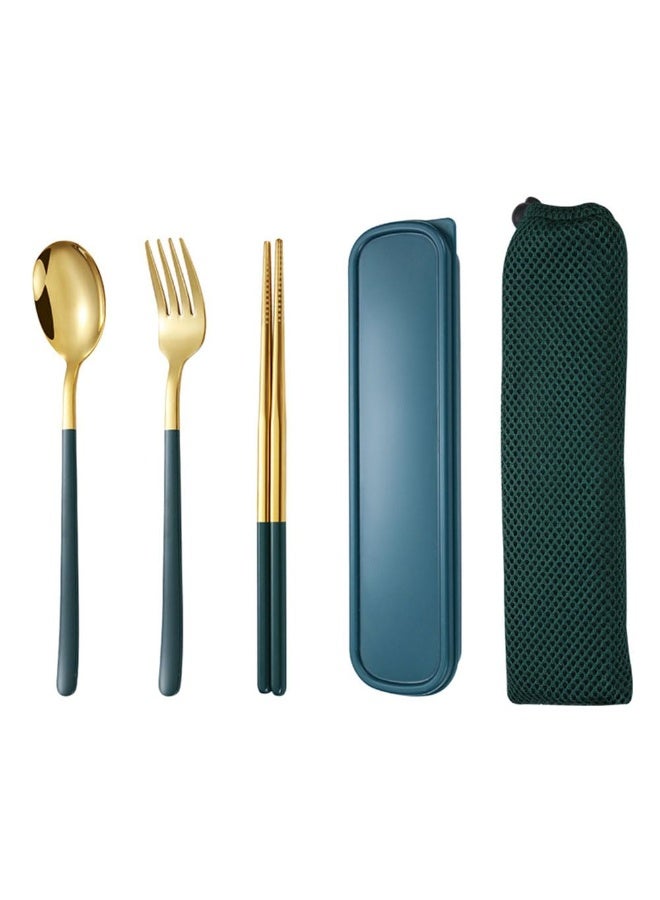 JZS Travel Cutlery Set, Portable Travel Utensils Set with Case Stainless Steel Silverware Sets Include Fork and Spoon Reusable Flatware Sets for Lunch Box and Camping(Green) - Image 1