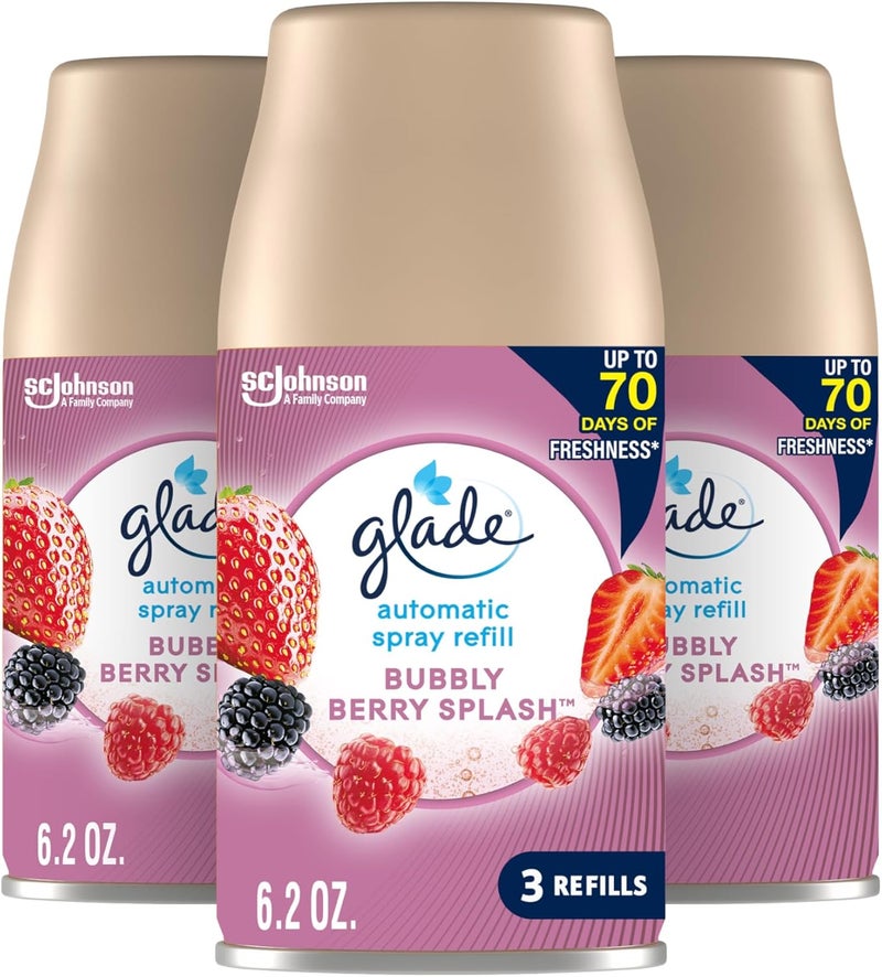 Glade Automatic Spray Refill, Air Freshener for Home and Bathroom, Bubbly Berry Splash, 6.2 Oz, 3 Count - Image 1