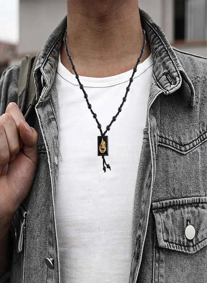 Superstore18 Black Onyx Muslim Allah Mohammad Rosary Bead Mala Necklace Islamic Jewellery (SST6703BMRM) - Image 4