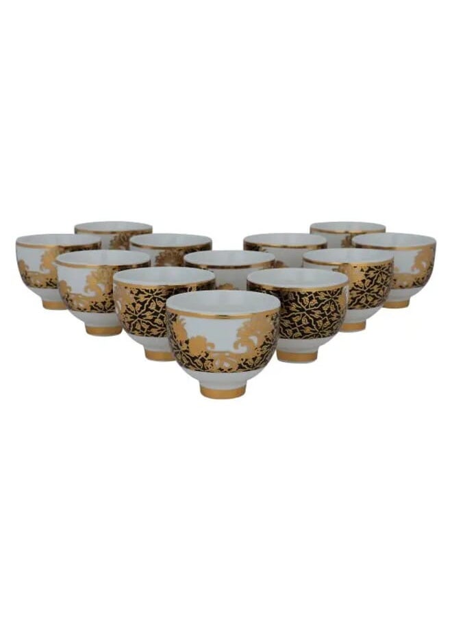 Alsaif Gallery Arabic coffee cups white black pattern 12 pieces  - Image 2