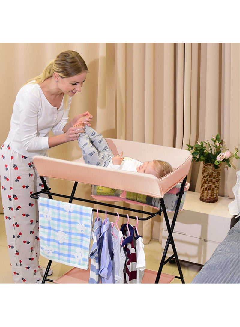 Baby Changing Table,Foldable, Portable,With Wheels, Height Can Be Adjusted In Three Steps,Waterproof Diaper Changing Table Pad Topper - Image 2