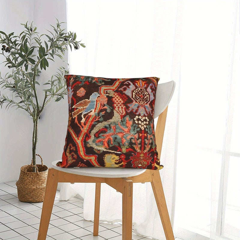 Vintage Persian Bidjar Design 18x18 Inch Multicolor Decorative Sofa Pillow Cover - Image 5
