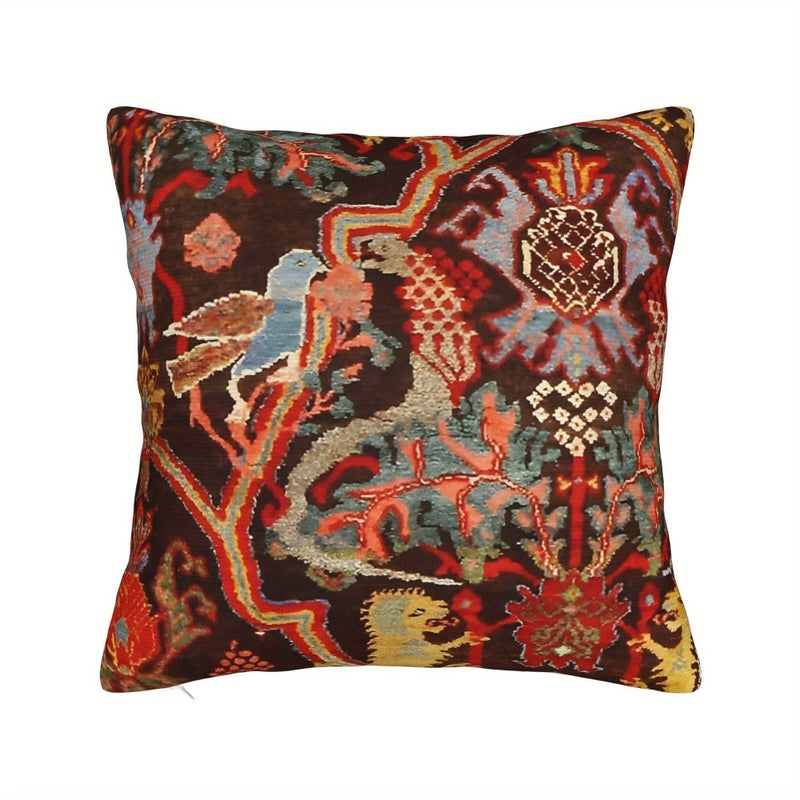 Vintage Persian Bidjar Design 18x18 Inch Multicolor Decorative Sofa Pillow Cover - Image 1