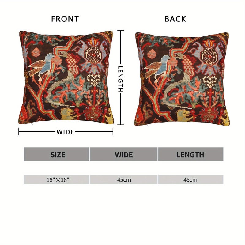 Vintage Persian Bidjar Design 18x18 Inch Multicolor Decorative Sofa Pillow Cover - Image 2