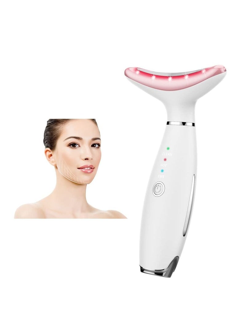 SYOSI Skin Rejuvenation Beauty Device for Face and Neck Based Lift on Triple Action LED, Thermal, Vibration Technologies Lifts Tightens Sagging a Radiant Appearance (White) - Image 1