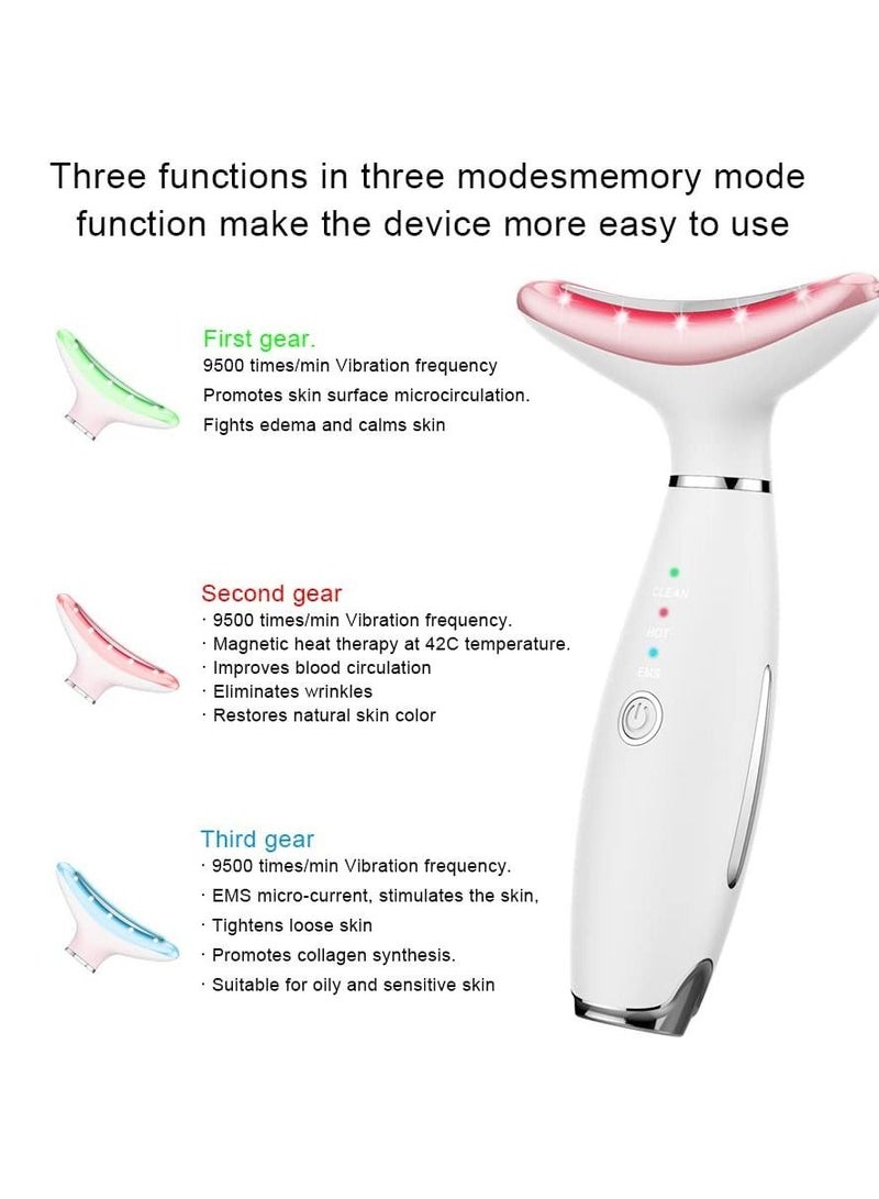 SYOSI Skin Rejuvenation Beauty Device for Face and Neck Based Lift on Triple Action LED, Thermal, Vibration Technologies Lifts Tightens Sagging a Radiant Appearance (White) - Image 5