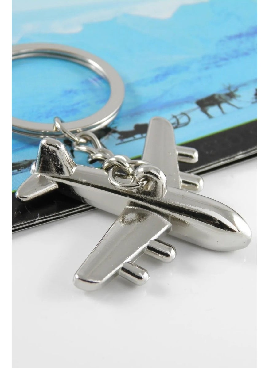 Herşey Nota - Everything Note Passenger Plane Pilot Stewardess Airplane Metal Keychain - Image 1