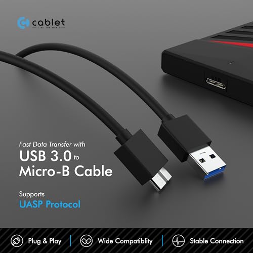 Cablet 2.5 Inch SATA USB 3.0 HDD/SSD Portable External Enclosure for 7mm and 9.5mm, Tool-Free Design, Supports UASP Max 6TB (HD2533-U3-BK-BP) - Image 5