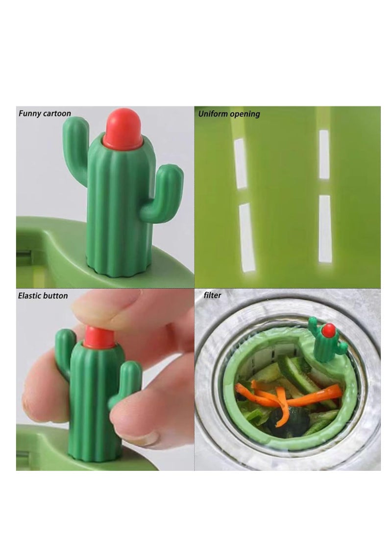 SYOSI 3PCS Cactus Kitchen Sink Drain Strainer, Press Automatic Dumping Basket, Multi-Functional Home Use Sink Draining Basket Filter Net Lifting Basket, Kitchen Waste Collector Filter for Sinks (Green) - Image 5