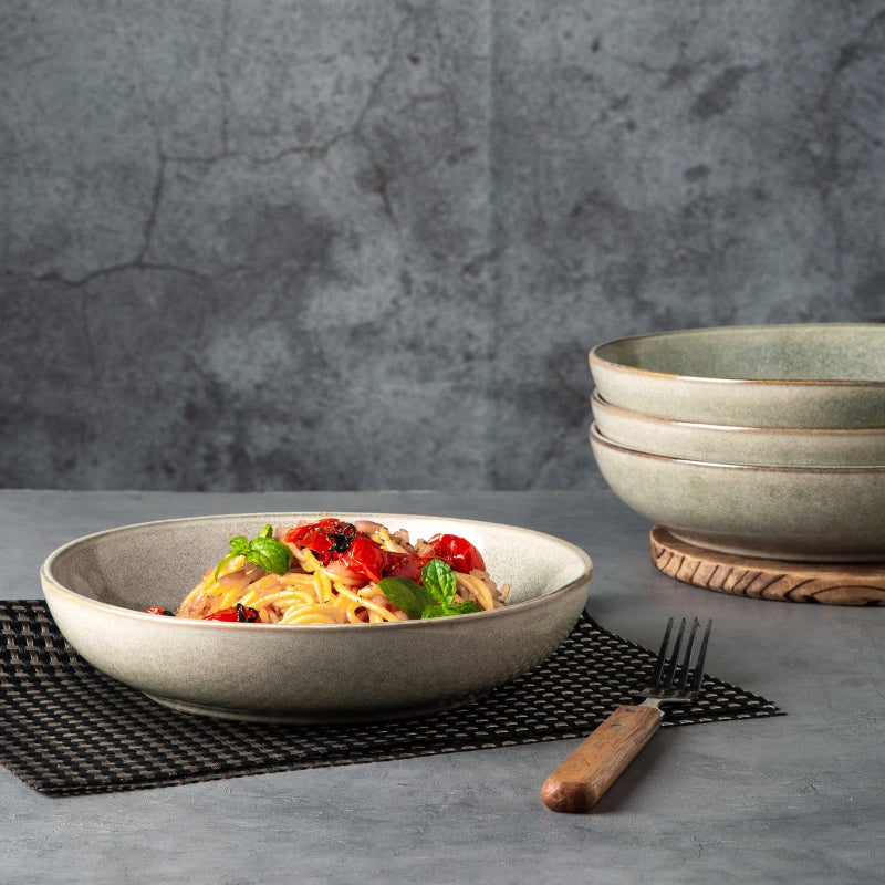 AmorArc 8.5'' Large Pasta Bowls, 36oz Stoneware Wide Serving Bowls Set of 4 for Kitchen for Salad,Fruit,Oatmeal, Microwave Safe, Reactive Glaze - Image 3