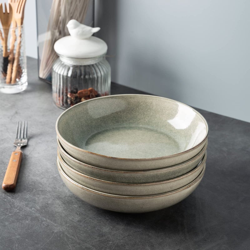 AmorArc 8.5'' Large Pasta Bowls, 36oz Stoneware Wide Serving Bowls Set of 4 for Kitchen for Salad,Fruit,Oatmeal, Microwave Safe, Reactive Glaze - Image 5