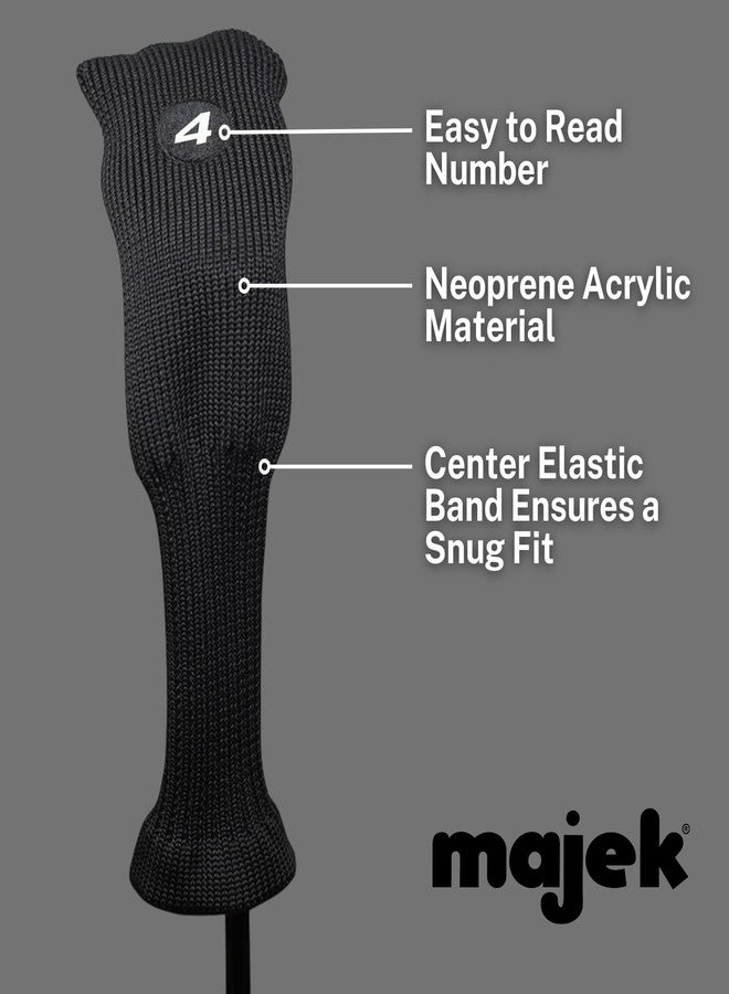 Majek All Hybrid Head Cover Golf Club Black Sleek Tight Fit Headcover Set 4-PW Acrylic Head Covers 4 5 6 7 8 9 PW Easy to See Large White Embroidered Numbers - Image 4