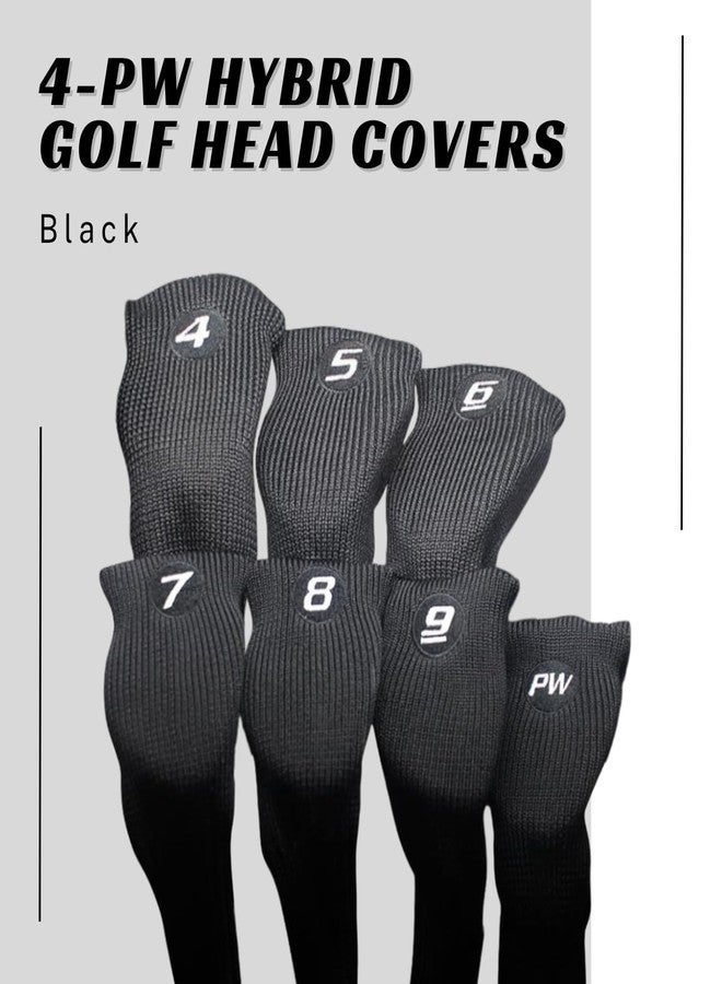 Majek All Hybrid Head Cover Golf Club Black Sleek Tight Fit Headcover Set 4-PW Acrylic Head Covers 4 5 6 7 8 9 PW Easy to See Large White Embroidered Numbers - Image 2