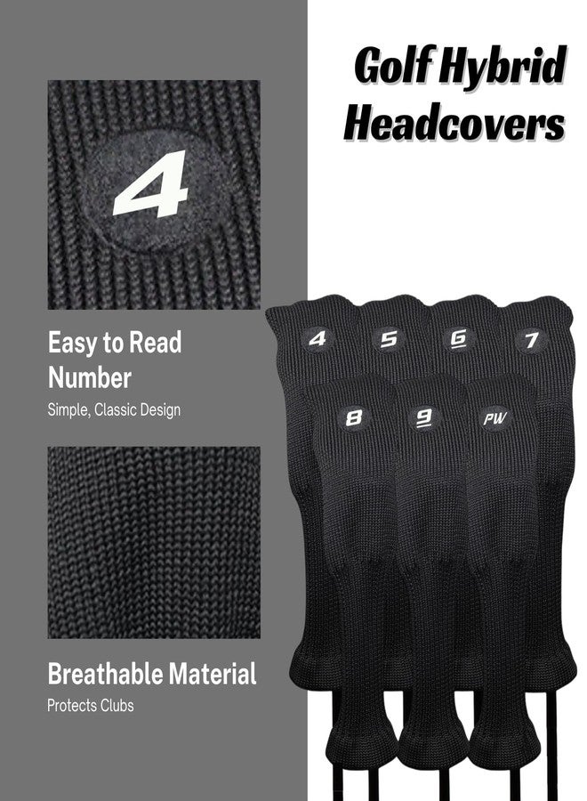 Majek All Hybrid Head Cover Golf Club Black Sleek Tight Fit Headcover Set 4-PW Acrylic Head Covers 4 5 6 7 8 9 PW Easy to See Large White Embroidered Numbers - Image 3