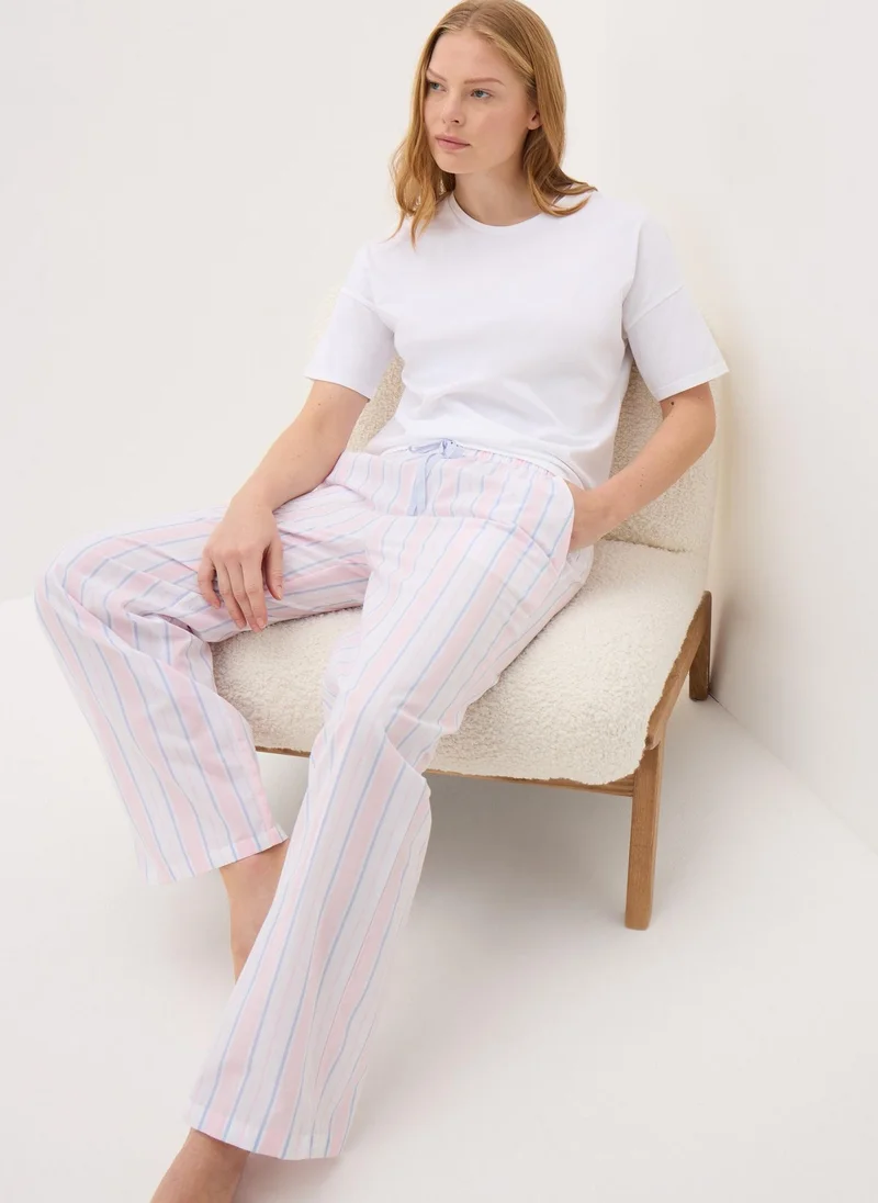 Matalan Pink T-Shirt & Stripe Bottoms Pyjama Set