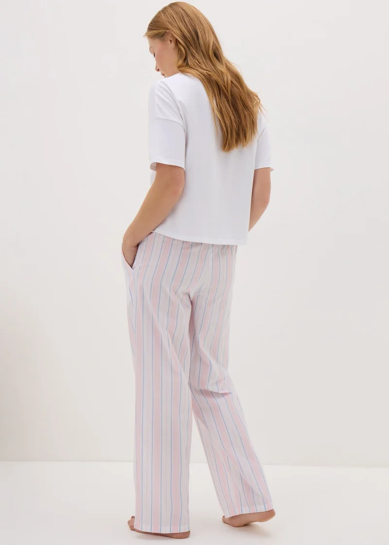 Matalan Pink T-Shirt & Stripe Bottoms Pyjama Set