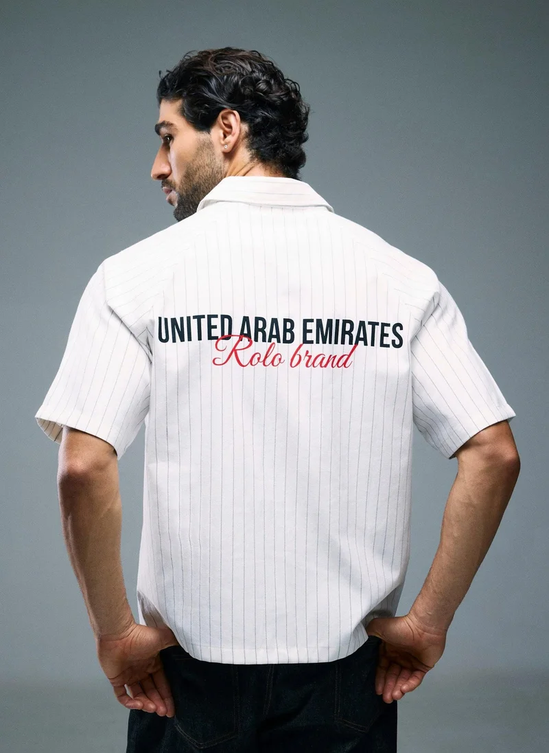 رولو Men’s Short Sleeve Stripe Shirt - Off White