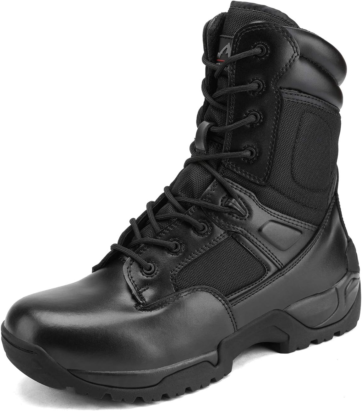 NORTIV 8 Men's Military Tactical Work Boots - 8 Inches Side Zip Combat Boots in Black