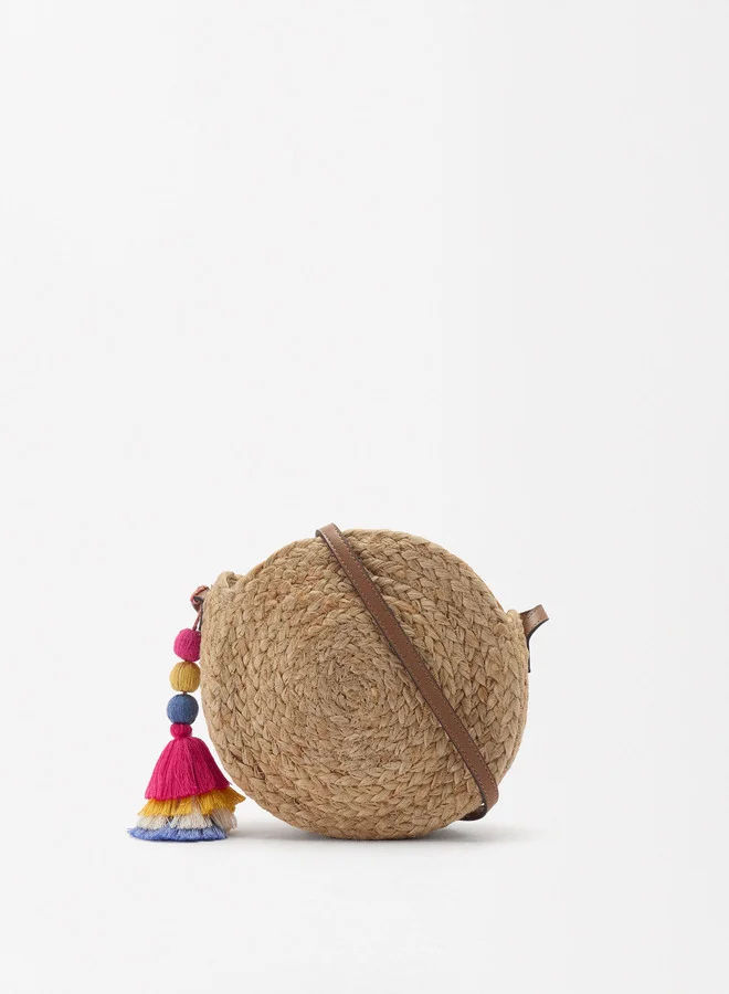 PARFOIS STRAW-EFFECT CROSSBODY BAG WITH PENDANT
