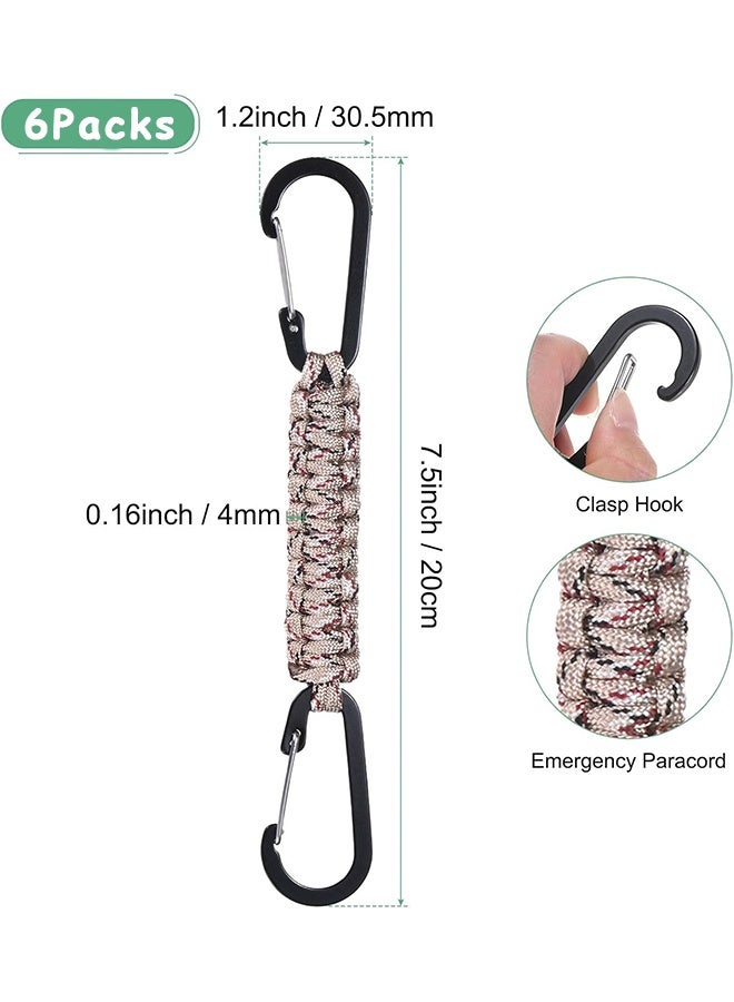 مجموعة مكونة من 6 حبال مفاتيح من باراكورد مع خطاف كاربينر، حبل مضفر متين للحمل، مشبك تكتيكي قوي لحزام المفاتيح، مشبك باراكورد للحقيبة والمفاتيح، حلقة باراكورد للرجال والنساء، خطاف قوي للأنشطة الخارجية، النجاة، التخييم والمشي لمسافات طويلة - Image 2