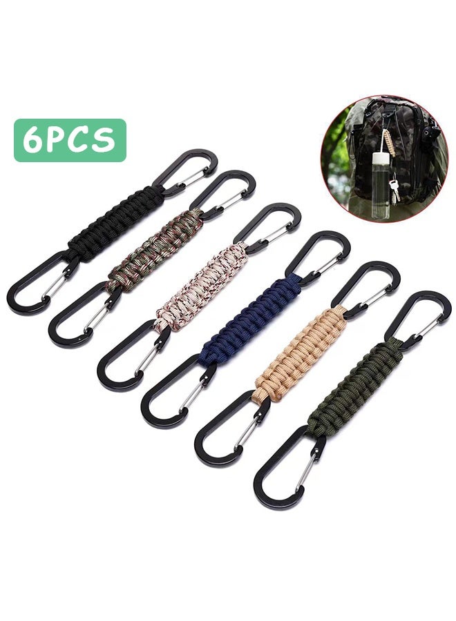 مجموعة مكونة من 6 حبال مفاتيح من باراكورد مع خطاف كاربينر، حبل مضفر متين للحمل، مشبك تكتيكي قوي لحزام المفاتيح، مشبك باراكورد للحقيبة والمفاتيح، حلقة باراكورد للرجال والنساء، خطاف قوي للأنشطة الخارجية، النجاة، التخييم والمشي لمسافات طويلة - Image 1