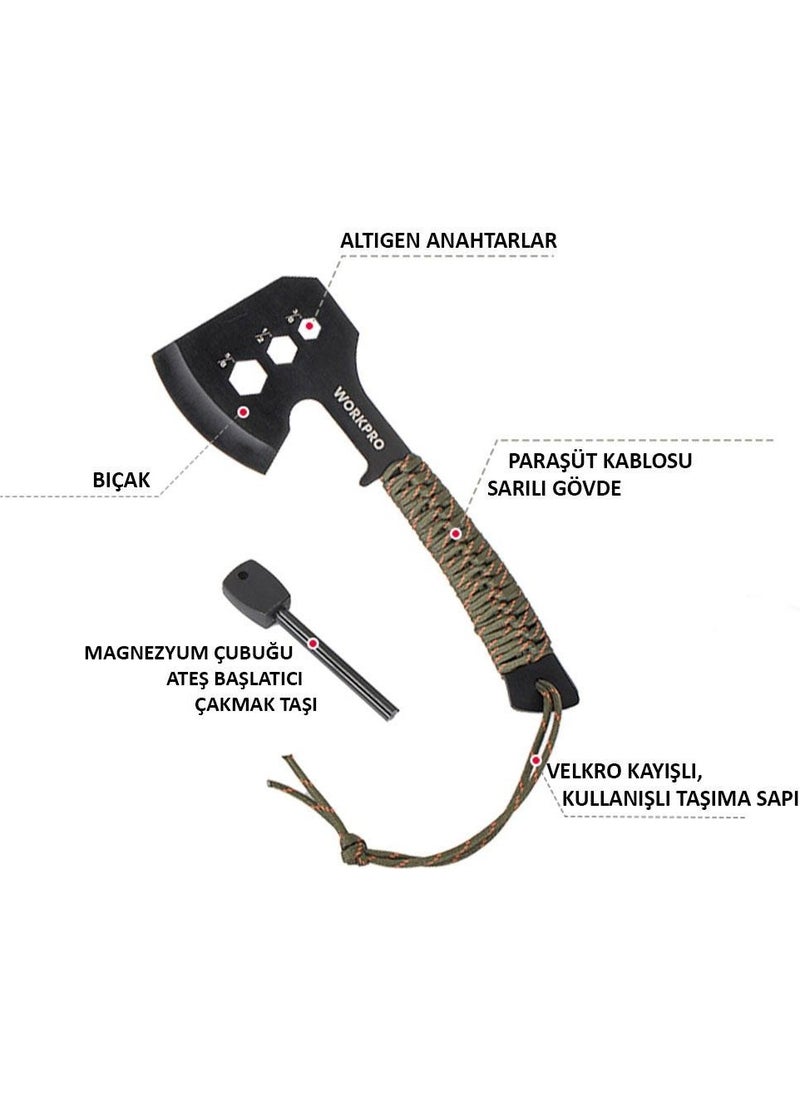 WORKPRO WP383002 250MM Multi-Function Camping Axe + Magnesium Ignitor  - Image 3