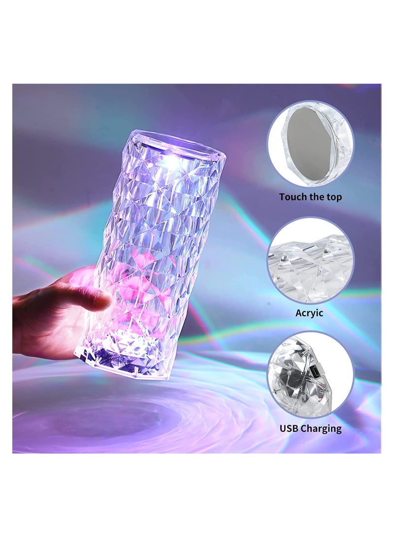 ELTRAZONE Crystal Diamond 3D Rose Table Lamp, LED 16 Color changing Night Light with Remote and Touch Control,Built-in Battery USB Rechargeable Desk Lamp for Bedroom,Living room,party, home decor - Image 2