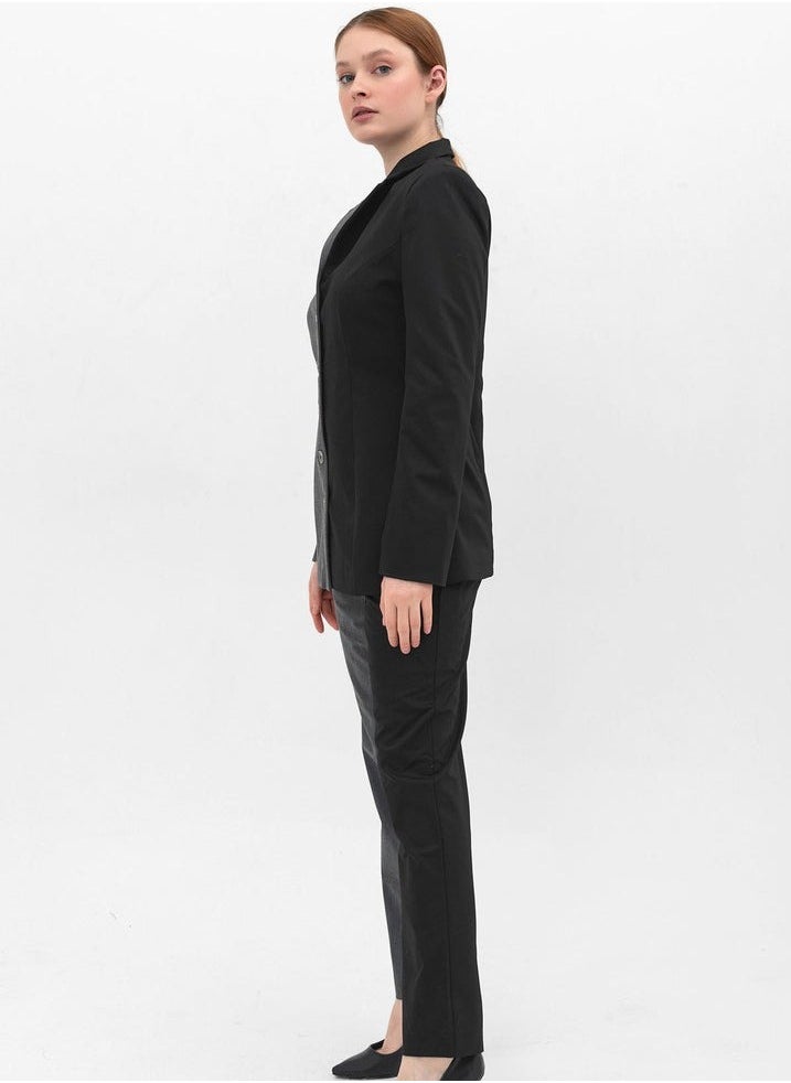 HYDRATION Hold on Suit Lining inside, Block Design Suit with a Dysfunctional Zipper at The Back - Elegant Gabardine Fabric Hold on Suit for Women, Grey & Black, XS