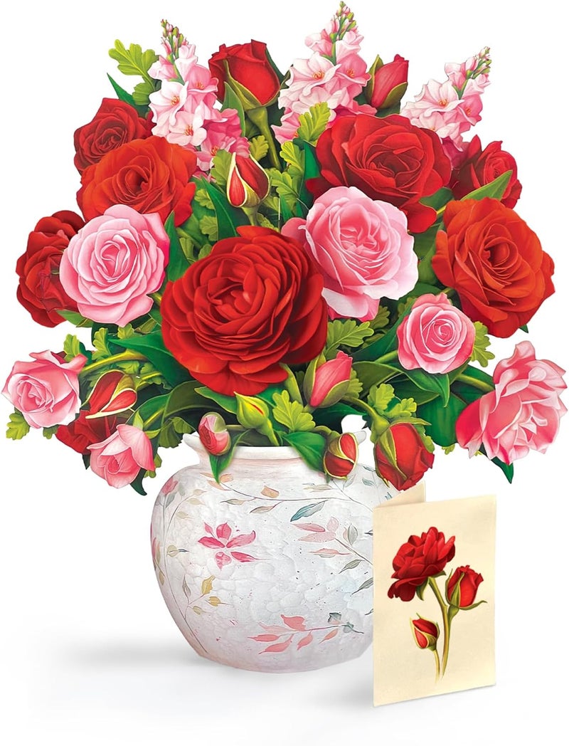 Freshcut Paper Blooming Roses 13 Inch Life-Sized 3D Pop Up Card – Anniversary, Valentine's Day, Mothers Day, Thank You, Gifts for Mom and Her – Includes Notecard and Envelope - Image 1