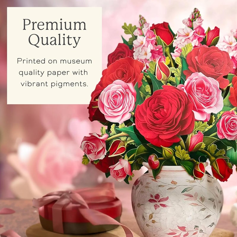 Freshcut Paper Blooming Roses 13 Inch Life-Sized 3D Pop Up Card – Anniversary, Valentine's Day, Mothers Day, Thank You, Gifts for Mom and Her – Includes Notecard and Envelope - Image 5