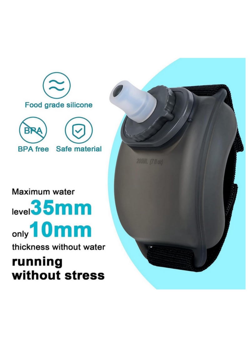 1 قطعة 200 مل زجاجة ماء معصم خالية من اليدين مقاومة للتسرب، حقيبة ترطيب محمولة للجري وركوب الدراجات واللياقة البدنية والماراثون وتسلق الهواء الطلق، قارورة ماء رياضية مضغوطة مع حزام معصم - Image 4