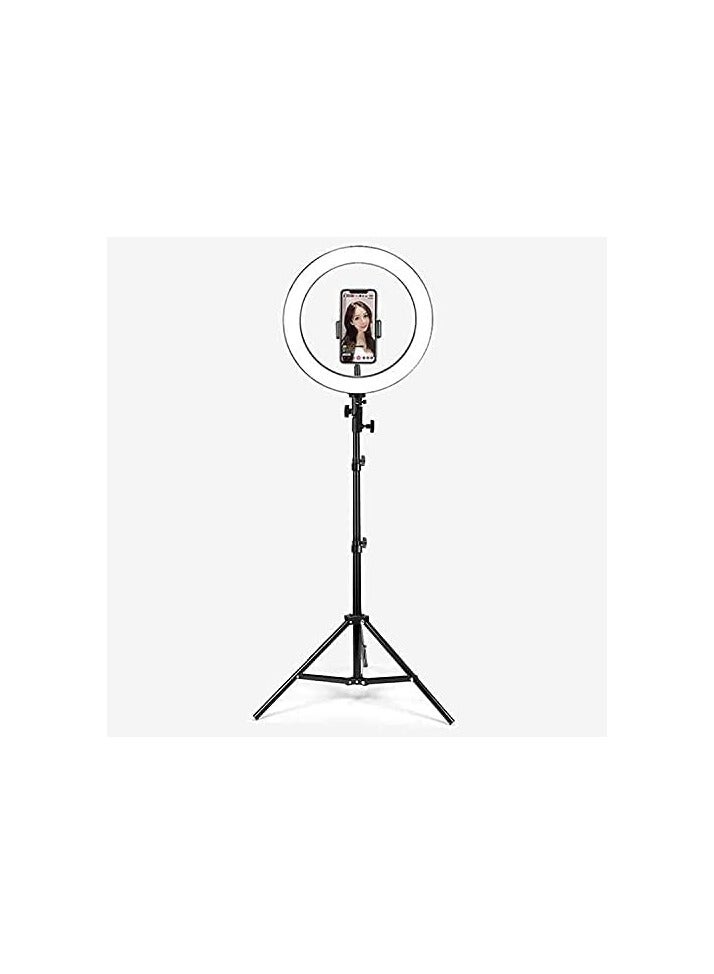 26cm Ring Light with 2m Adjustable Tripod Stand and Phone Holder – White, LED Lighting for Photography & Video - Image 2