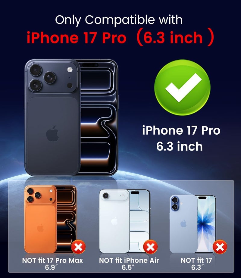 DIZORO Magnetic Case for (iPhone 17 Pro) Case [Compatible with MagSafe][Built-in Camera Lens Protector] Slim Soft Silicone Bumper Shockproof Metallic Luster Back Cover Phone Case - Black - Image 2