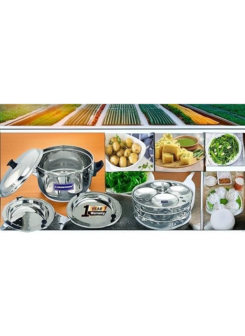 TENNYSON TENNYSON IDLI Maker Elite Plus Medium Special Thick Gauge Extra DEEP Plates 4 Plates 16 IDLIES NO Joint  - Image 1