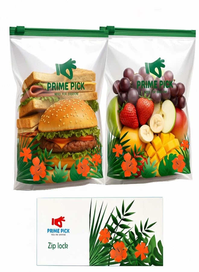PRIME PICK Multipurpose Zip Lock Storage Bags Small, Medium and Large, Reusable & Reclosable Double Zipper, Leak-Proof Food Grade Plastic, Microwave Freezer Saf (10, L) - Image 1