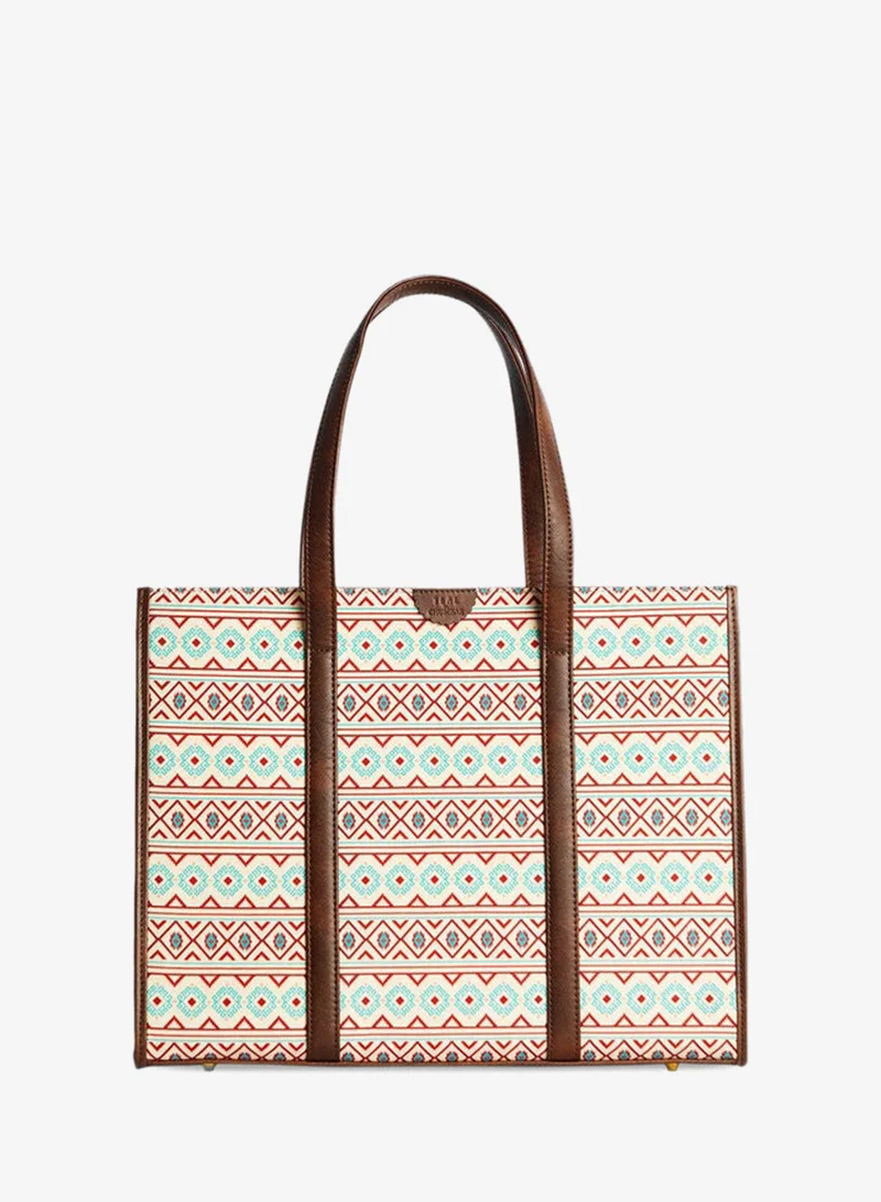 تشومباك Tealbychumbak Mercado Aztec Canvas Tote