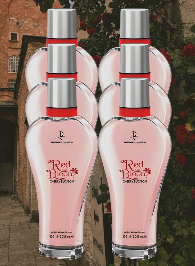 DORALL COLLECTION 6 Pieces Red Bloom Cherry Blossom Perfume For Women 100ml EDT - Image 1