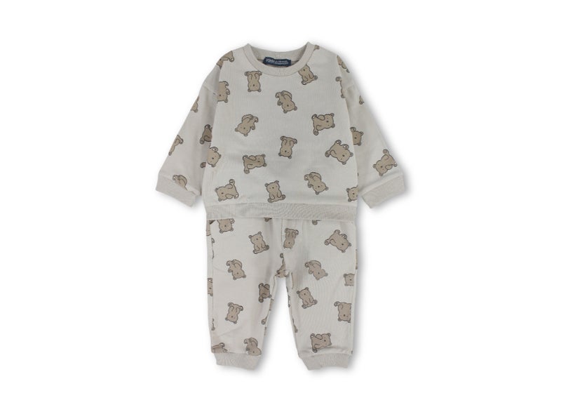 Pompelo Baby Boys 2-Piece Outfit Set – Beige - Image 1