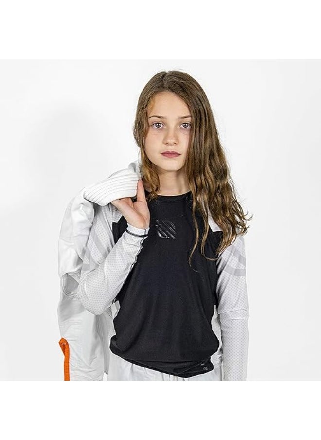 Sanabul  Kids Long Sleeve Rash Guard – Comfortable, Durable, SPF 50 Protection | Perfect Fit for BJJ, MMA & More | Boys & Girls (White, XL)  - Image 4
