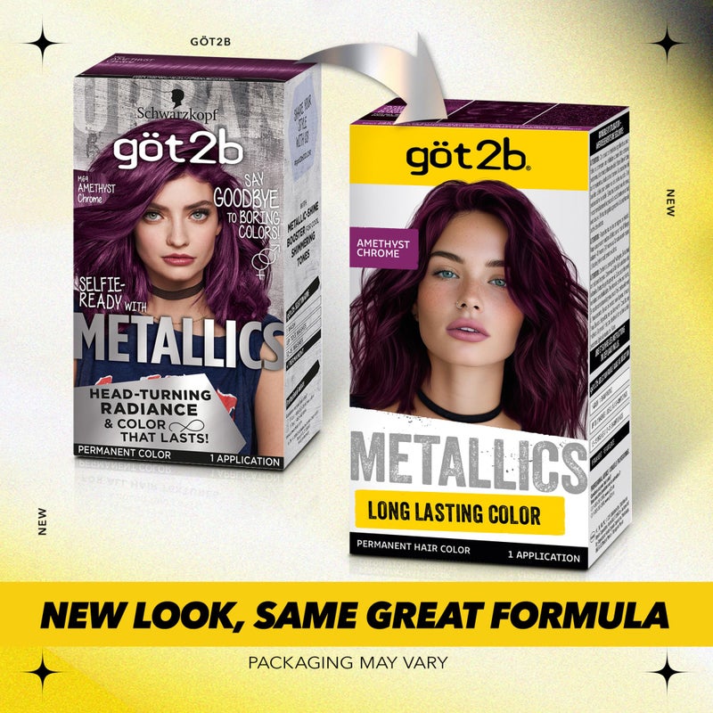 got2b Metallics Permanent Hair Dye, Amethyst Chrome M69, Hair Color for Women & Men, Formulated with Metallic-Shine Booster for Cool, Shimmering Tones, Lasts Up to 30 Washes, 1 Kit - Image 2