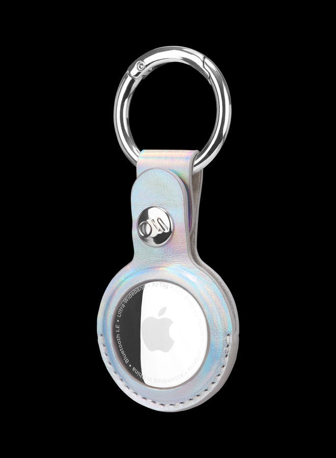 CASE-MATE Clip Ring Leather Keychain Apple Airtag Case Iridescent - Image 1
