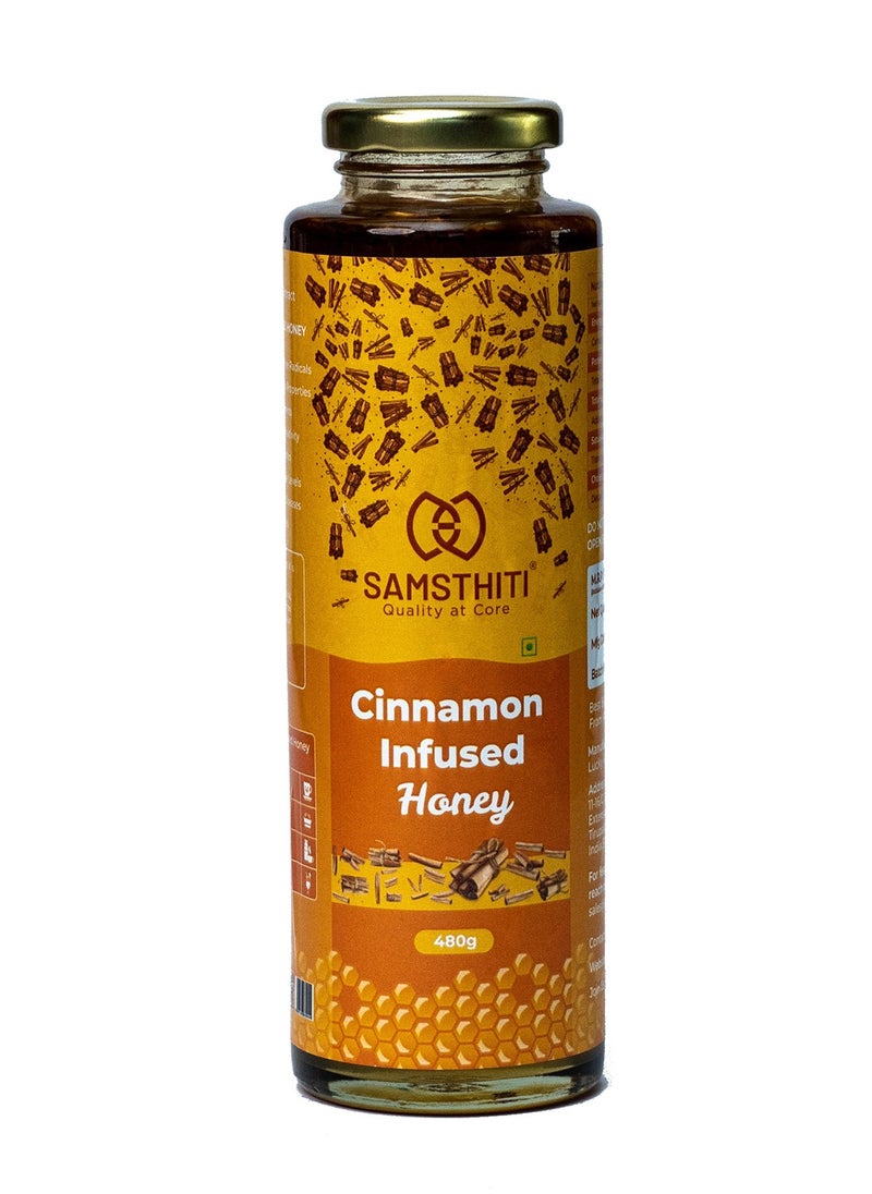 Samsthiti Cinnamon Infused Honey 100% Natural, Organic, No Preservatives, Sugar, Artificial Colors, Added Flavors, Pack Of 1  - Image 1