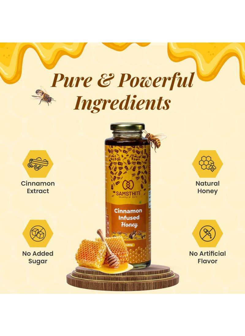 Samsthiti Cinnamon Infused Honey, 100% Natural Organic Raw Honey with Cinnamon Extract, No Sugar, No Preservatives, No Artificial Flavors or Colors, Herbal Sweetener for Weight Management, Heart Health & Immunity – 480g  - Image 5