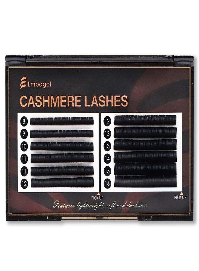 Embagol Classic Volume Lash Extensions Cashmere Lash Trays Premium Silk Lashes Soft Matte Black Professional Supplies for Lash Tech(0.10 D 8-16mm) - Image 1