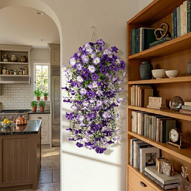 AirSun Artificial Morning Glory Flower Vines, 2pcs Hanging Plants Silk Garland Fake Green Plant Home Garden Wall Fence Indoor Outdoor Wedding Birthday Decor - Image 5
