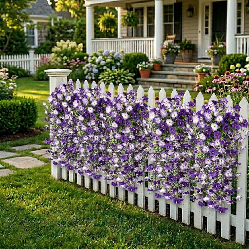 AirSun Artificial Morning Glory Flower Vines, 2pcs Hanging Plants Silk Garland Fake Green Plant Home Garden Wall Fence Indoor Outdoor Wedding Birthday Decor - Image 3
