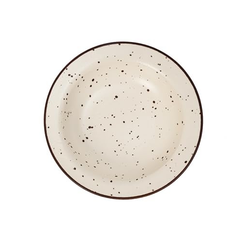 Beyond Homes Ceramic Pasta Plates Shallow, 18cm, Set of 2 | Matte Finish Ceramic Pasta Bowl | Flat Stoneware Pasta & Maggie Bowl | Chip-Resistant | Microwave Safe (2, Off-White Spotted) - Image 4