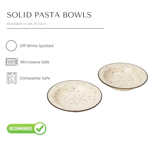 Beyond Homes Ceramic Pasta Plates Shallow, 18cm, Set of 2 | Matte Finish Ceramic Pasta Bowl | Flat Stoneware Pasta & Maggie Bowl | Chip-Resistant | Microwave Safe (2, Off-White Spotted) - Image 5