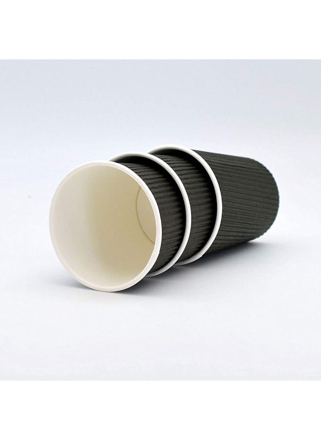 SNH Packing - Ripple Coffee Cup Black 12 Ounce For Coffee Tea Or Hot For Home And Office Use 10 Pieces - Image 1